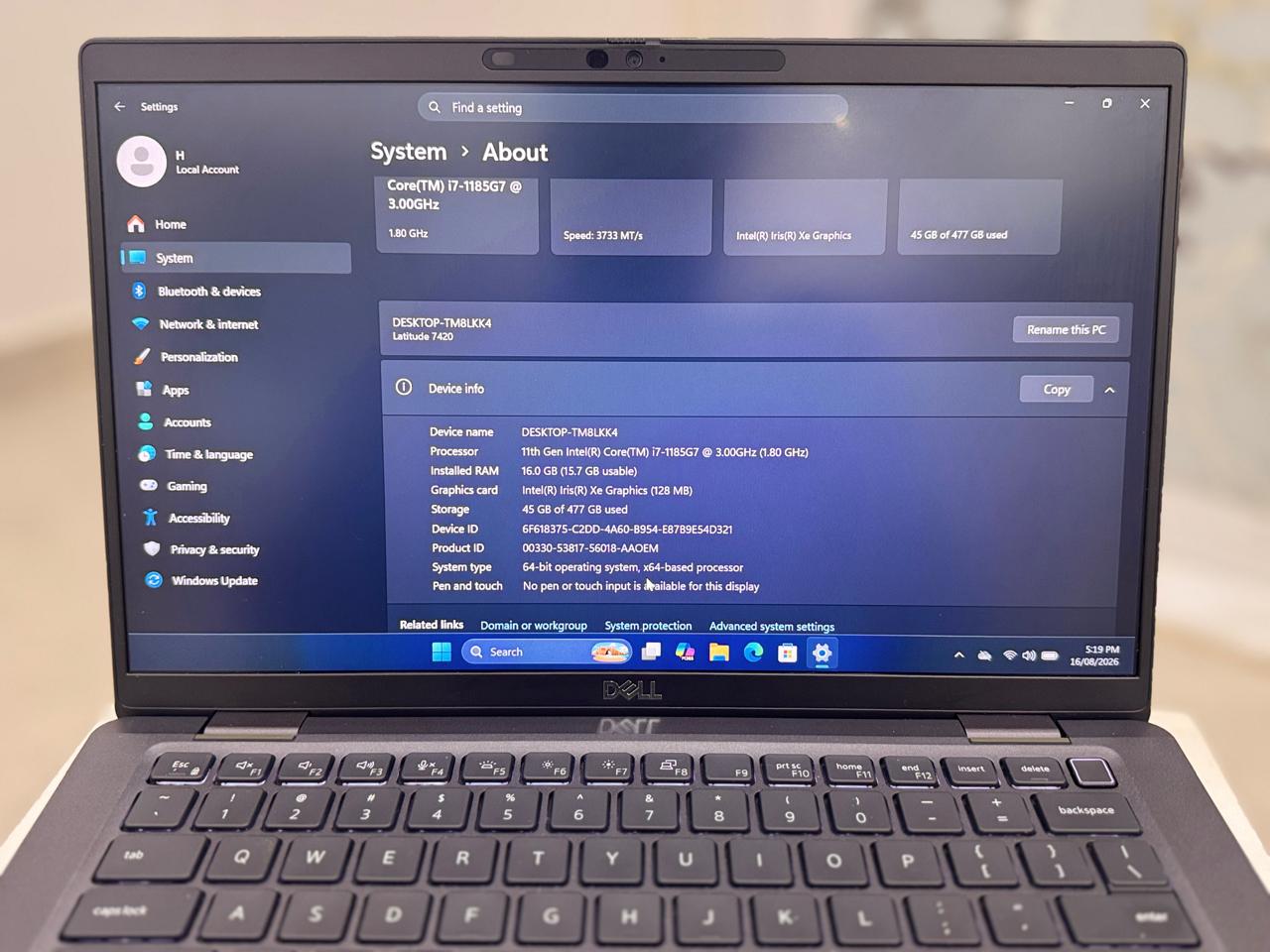 Dell Latitude 7420 14" FHD Laptop Intel EVO vPRO Core i7-1185G7 11th Gen 16GB RAM 512GB NVMe SSD Windows 11 Pro Silver (Certified Used) - Image 7